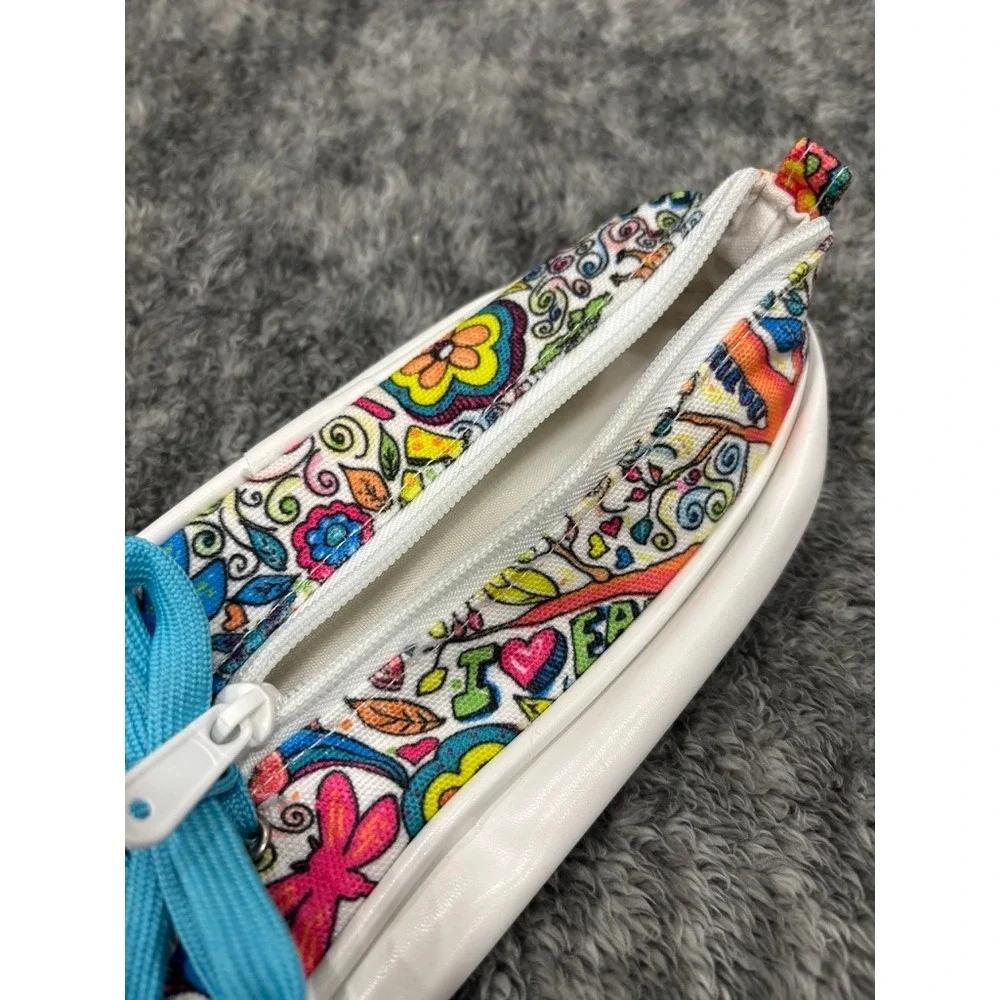Sneaker Shaped Pencil Case White Graffiti Zip Cosmetic Pouch Kids School‎ Grade